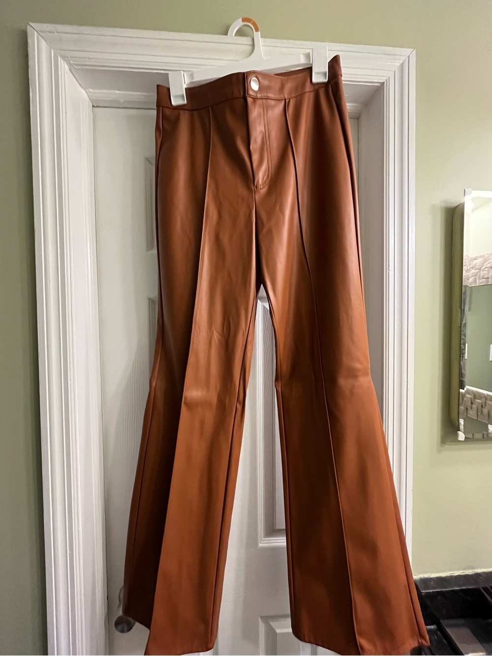 wild fable Faux Leather Wide-Leg Jeans in Chestnut Brown